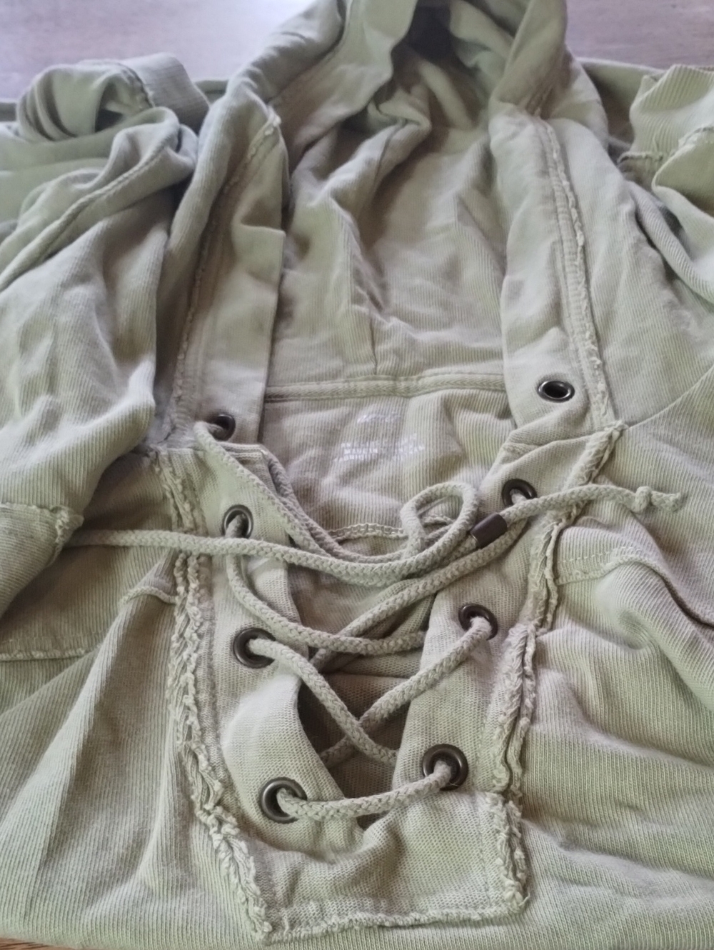 aerie Olive Green Lace-Up Hooded Utility Jacket